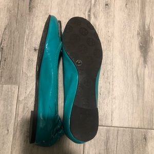 Tory Burch ballet flats, turquoise patent leather